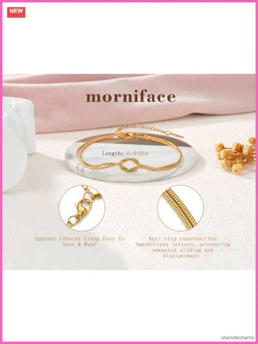 14K Gold Plated Love Knot Bracelet Dainty Stackable Friendship Gift